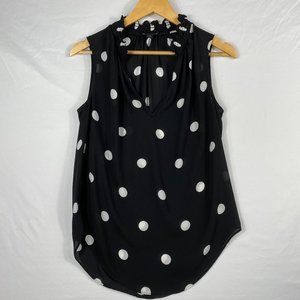 Ann Taylor Workwear Polka dot Sleeveless Blouse Women's Size XS Black